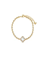 By Adina Eden Pave Outline Four Leaf Clover Cubic Zirconia Bracelet