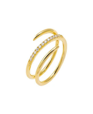 By Adina Eden Cubic Zirconia Pave X Solid Triple Wrap Ring