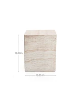 LuxenHome Travertine-Style Square MgO Side Table