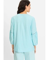 Olsen Women's Linen Blend Boho Blouse