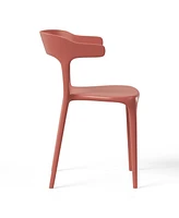 Modern Stackable Resin Plastic Patio Dining Chair (Set of