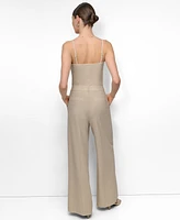 Dkny Women's Seersucker High Rise Wide-Leg Pants