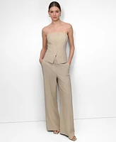 Dkny Women's Seersucker Square-Neck Bustier Top