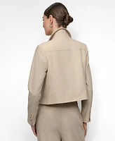 Dkny Women's Seersucker Button-Front Cropped Jacket