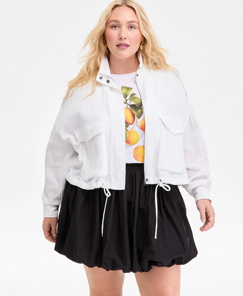 On 34th Plus Snap-Front Cinched-Hem Utility Jacket, Exclusively at Macy's