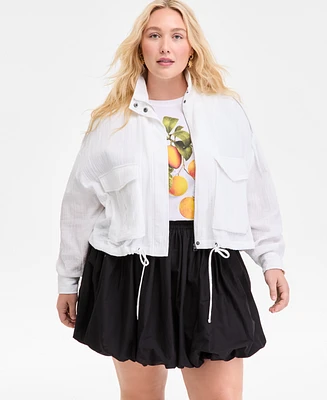 On 34th Plus Snap-Front Cinched-Hem Utility Jacket, Exclusively at Macy's