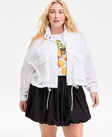 On 34th Plus Snap-Front Cinched-Hem Utility Jacket, Exclusively at Macy's