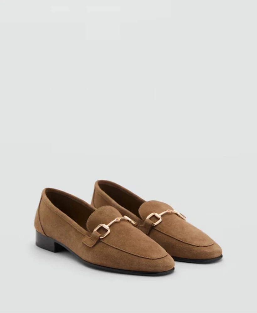 Mango Women's Buckle Leather Moccasins