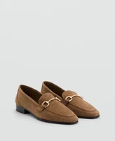 Mango Women's Buckle Leather Moccasins