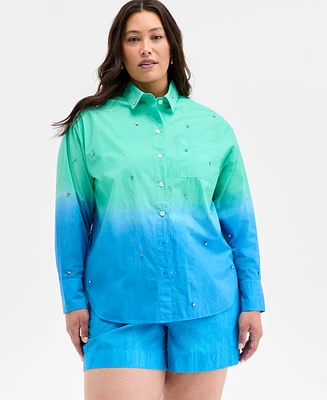 On 34th Trendy Plus Ombre Rhinestone Shirt, Exclusively at Macy's