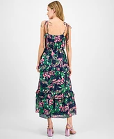 julia jordan Women's Tie-Shoulder Sleeveless Ruffle-Trim Maxi Dress