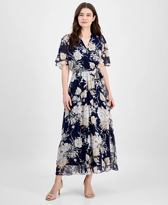 Sandra Darren Women's Surplice-Neck Chiffon Midi Dress
