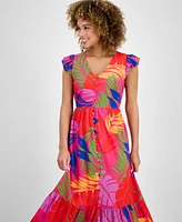 Sandra Darren Women's V-Neck Flutter-Sleeve Midi Dress