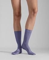 Lechery Women's Set of 2 Lustrous Silky Shiny Sheer Dress Socks SKU15002-bl