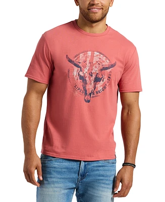 Men's Tarz Relaxed Fit Short Sleeve Bull Skull Graphic Crewneck T-Shirt