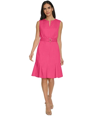Calvin Klein Women's Sleeveless Belted Sheath Dress