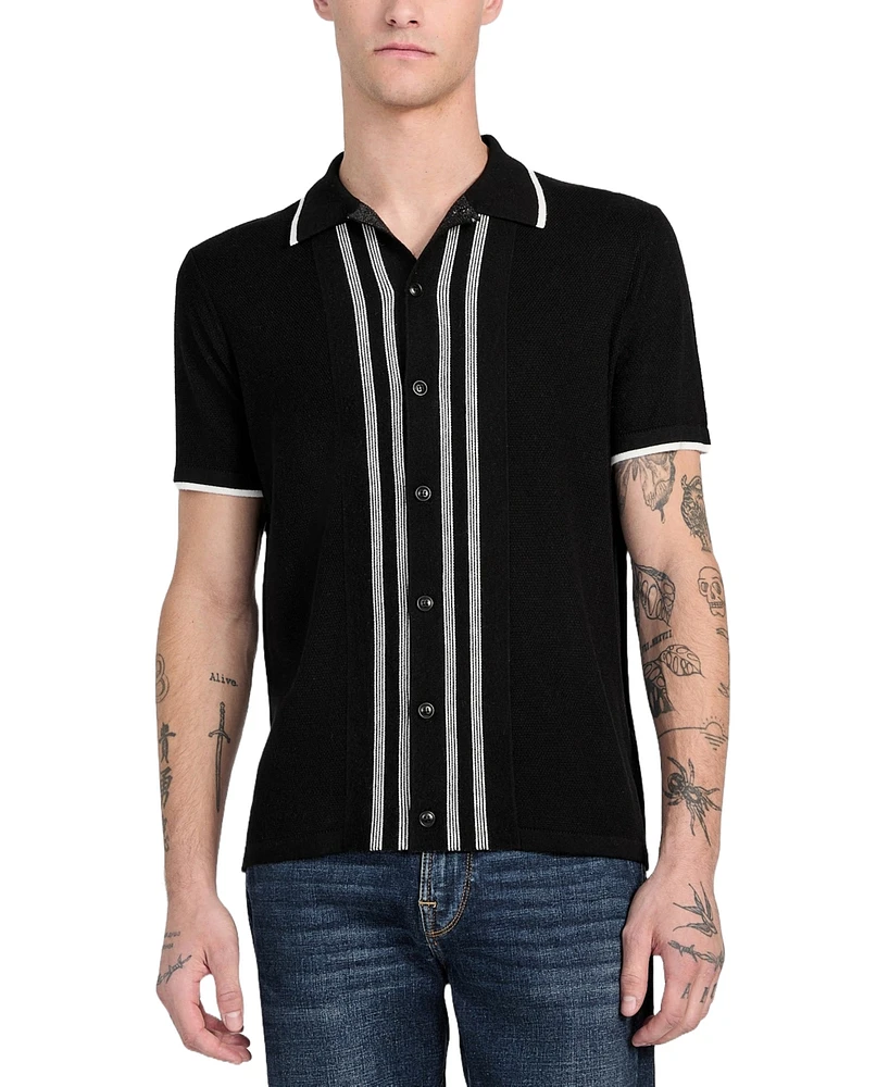 Guess Men's Tyler Striped Relaxed Sweater Polo