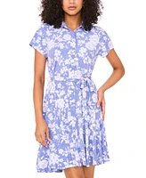 Msk Petite Button-Front Tie-Waist Jersey Shirtdress