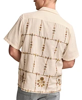 Lucky Brand Men's Short Sleeve Embroidered Button-Front Camp Shirt