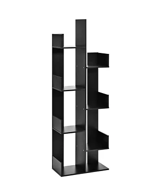8-Tier Bookshelf Bookcase with 8 Open Compartments Space-Saving Storage Rack