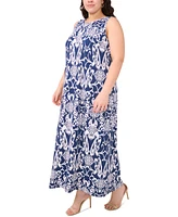 Msk Plus Printed Round-Neck Sleeveless Maxi Dress