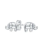Bling Jewelry Lucky Elephant Wisdom Zoo Animal Lover Tiny Stud Earrings Polished Finish .925 Sterling Silver