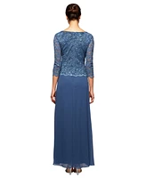 Alex Evenings Petite Lace-Bodice Gown