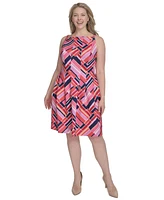Vince Camuto Petite Printed Square-Neck Scuba Dress