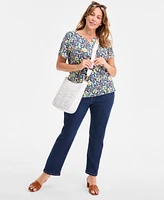 Style & Co Plus Printed Henley Short-Sleeve Top