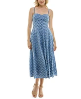 Taylor Petite Sweetheart-Neck Embroidered Midi Dress