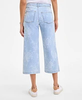 Style & Co Women's Printed Cropped Wide-Leg Jeans, Exclusively at Macy's