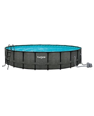 Funsicle 22' x 52" Oasis Round Outdoor Above Ground Swimming Pool, Herringbone