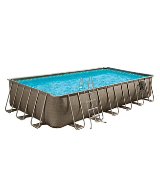 Funsicle 24'x12'x52" Oasis Rectangle Outdoor Above Ground Swimming Pool, Brown