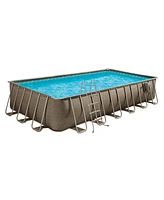Funsicle 24'x12'x52" Oasis Rectangle Outdoor Above Ground Swimming Pool, Brown