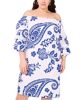 Msk Plus Cotton Off-The-Shoulder Shift Dress