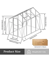 6x8 Ft Aluminum Polycarbonate Greenhouse, Windproof, Heavy Duty