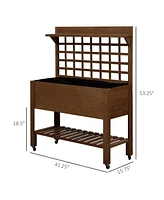 Durable Wooden Planter Box with Attached Flower Shelf