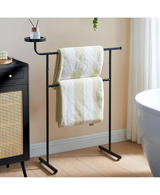 Kings Brand Furniture Valet Clothes Stand with Storage Tray, Towel Rack, Blanket Drying Holder for Bedroom