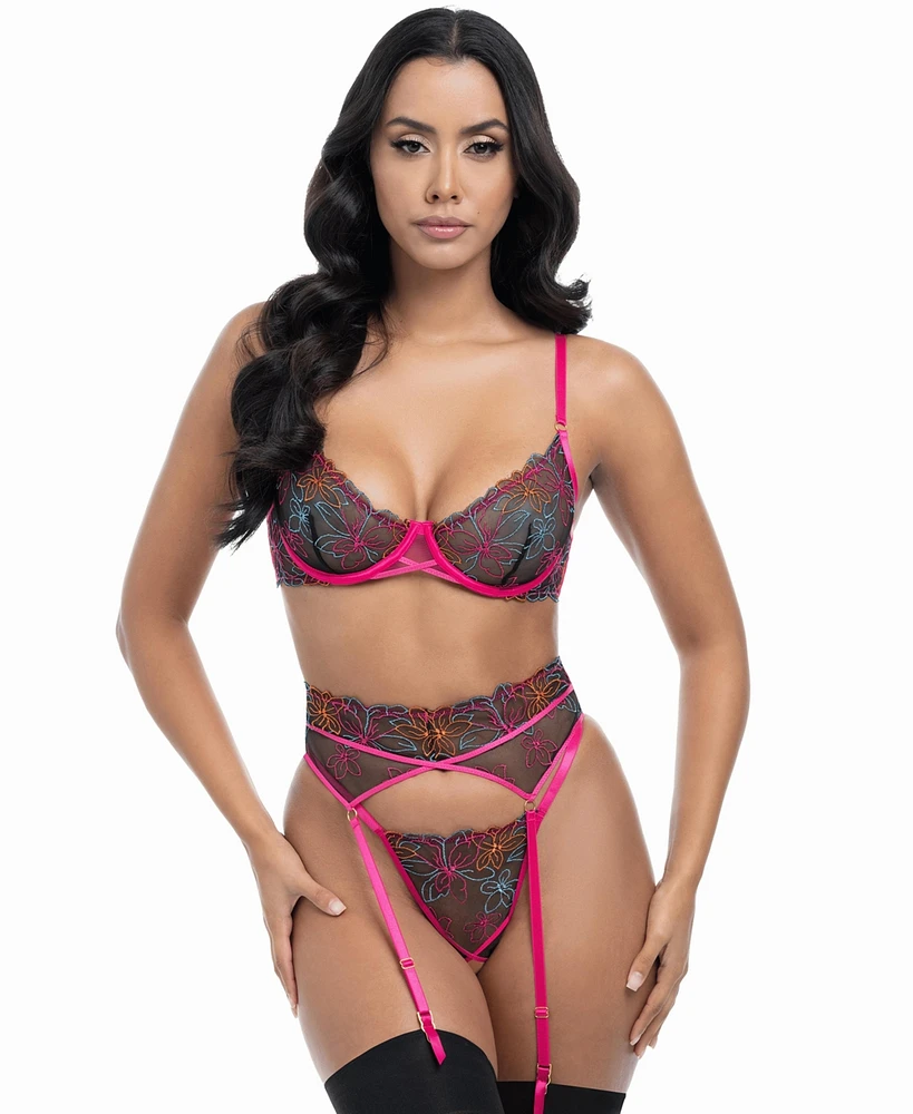 Oh La Cheri Women's Saracita Lace 3 Piece Bra Set
