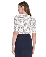 Tommy Hilfiger Women's Dot-Print Puff-Sleeve Top