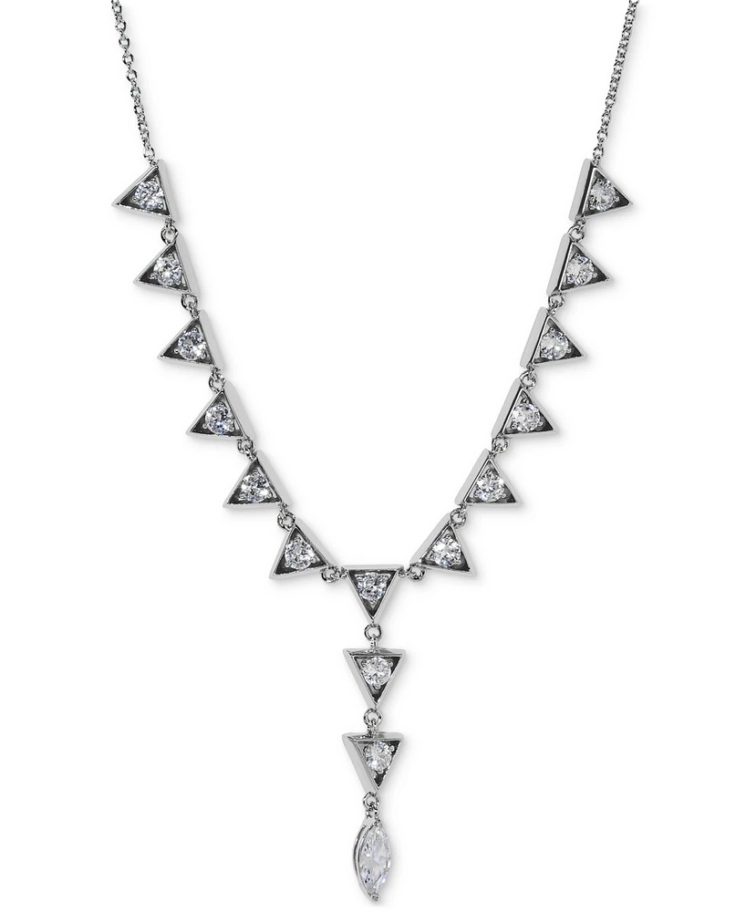 Eliot Danori Silver-Tone Cubic Zirconia Triangle Lariat Necklace, 16" + 2" extender, Exclusively at Macy's