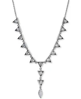 Eliot Danori Silver-Tone Cubic Zirconia Triangle Lariat Necklace, 16" + 2" extender, Exclusively at Macy's
