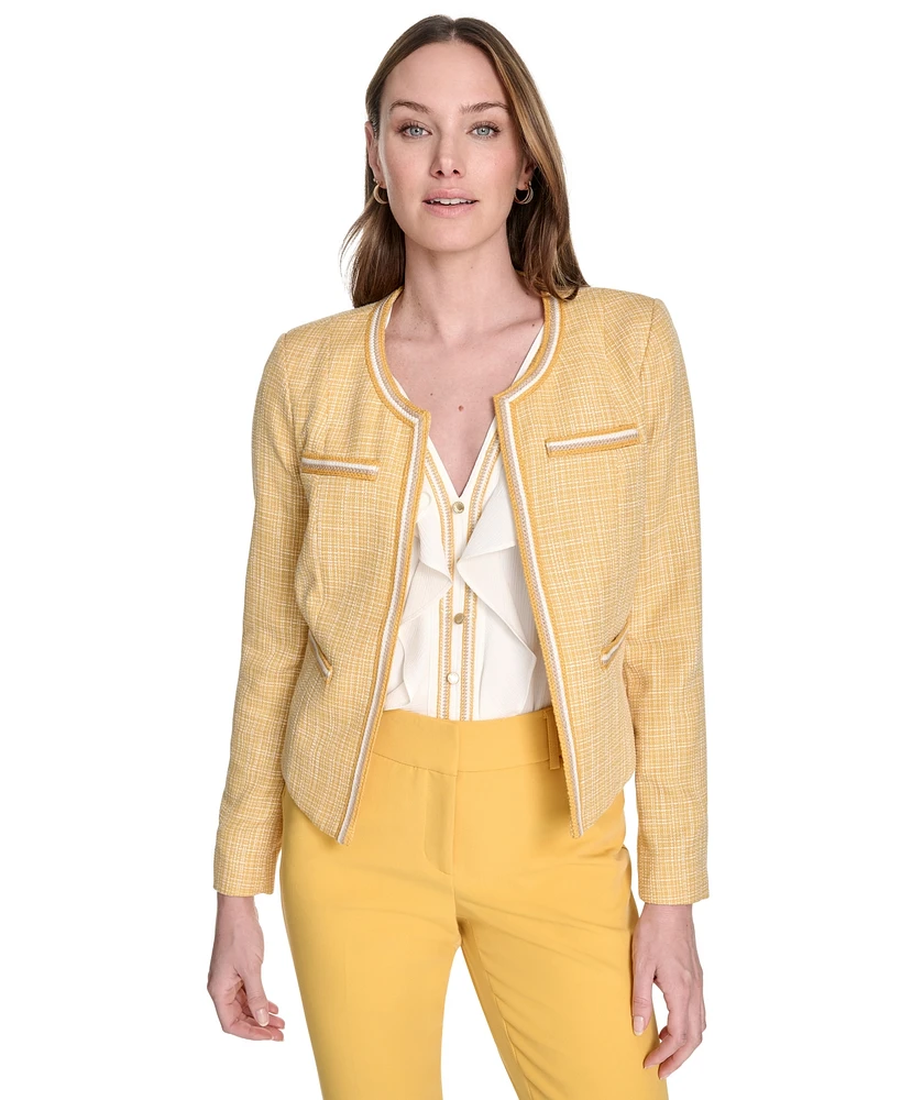 Tommy Hilfiger Women's Tweed Collarless Open-Front Jacket