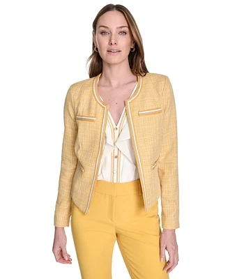 Tommy Hilfiger Women's Tweed Collarless Open-Front Jacket