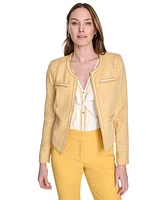 Tommy Hilfiger Women's Tweed Collarless Open-Front Jacket