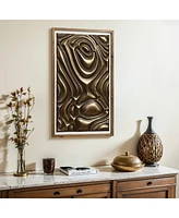 LuxenHome Gold Metal Abstract Wood Framed 20"W x 32" H Wall Decor