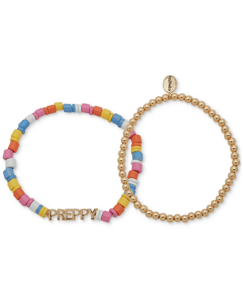 Clueless Gold-Tone 2-Pc. Set Preppy Mixed Bead Stretch Bracelets
