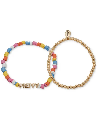 Clueless Gold-Tone 2-Pc. Set Preppy Mixed Bead Stretch Bracelets