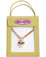 Clueless Gold-Tone Pave Logo-Etched Heart 16" Pendant Necklace