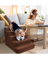 Home Base 5-Step Dog Stairs for Bed, Steps Couch, Pet Stair Cats and Dogs Non-Slip High Density Foam